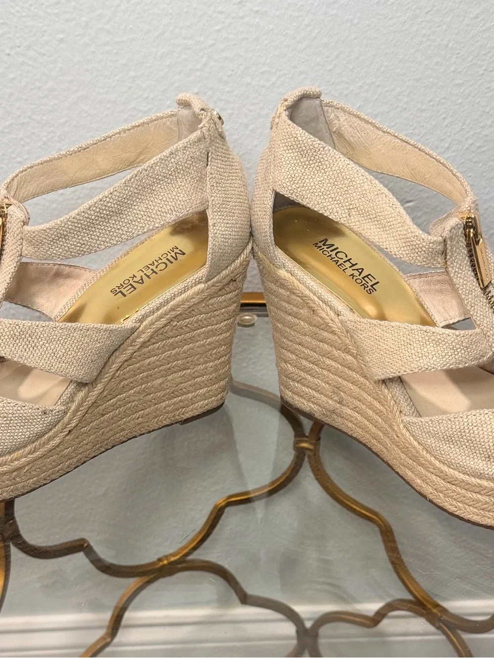 Michael Kors Damita Wedge Espadrilles in Natural Canvas Size 8